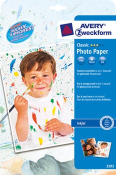 Avery Zweckform 2593, Classic Inkjet-Photo-Papier, glänzend, A4, 160 g, 12 Blatt