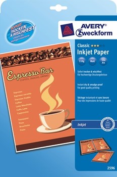 Avery Zweckform 2596, Classic Inkjet-Papier, matt, A4, 110g, 50 Blatt