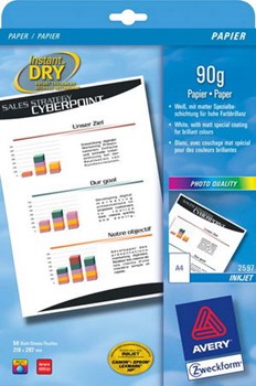 Avery Zweckform 2597, Classic Inkjet-Papier, matt, A4, 90g, 50 Blatt