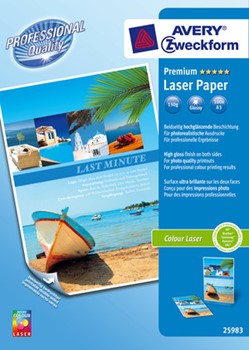 Avery Zweckform 25983, Premium Colour Laser Photopapier, beidseitig beschichtet, hochglänzend, A3, 150g, 100 Blatt