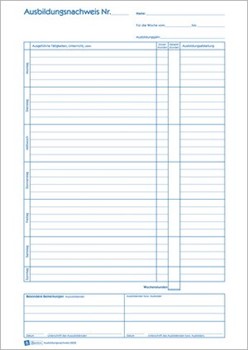 Avery Zweckform 2832, Ausbildungsnachweise 1 Woche je Seite, unterteilt in Ausbildungstage und -stunden, Heftform, für den Bereich IHK Berlin, A4, 28 Blatt