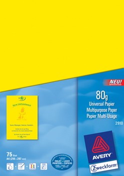 Avery Zweckform 2910, Universalpapier, gelb A4, 80g, 75 Blatt