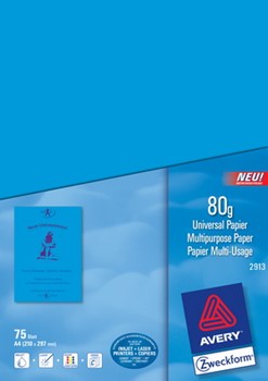 Avery Zweckform 2913, Universalpapier, türkis, A4, 80g, 75 Blatt