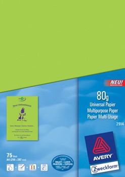 Avery Zweckform 2914, Universalpapier, grün, A4, 80g, 75 Blatt