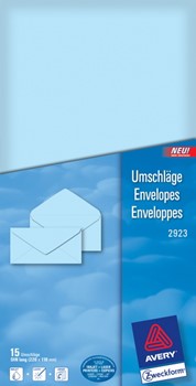 Avery Zweckform 2923, Umschläge blau 80g DIN lang, 15 Stück