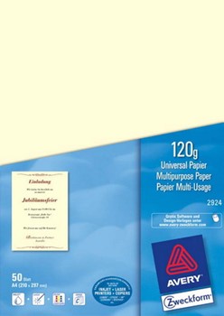 Avery Zweckform 2924, Universalpapier, zitrone, A4, 120g, 50 Blatt