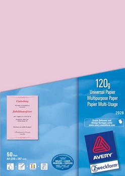 Avery Zweckform 2926, Universalpapier, rosé, A4, 120g, 50 Blatt