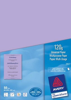 Avery Zweckform 2927, Universalpapier, flieder, A4, 120g, 50 Blatt
