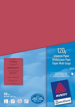Avery Zweckform 2928, Universalpapier, rubin, A4, 120g, 50 Blatt