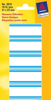 Avery Zweckform 3016, Namens Etiketten, 51x23mm, 10 Etiketten, blaue Balken