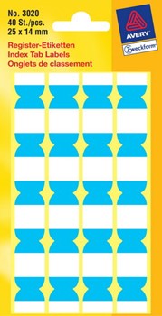 Avery Zweckform 3020, Register-Etiketten (Index Tabs), 24x14 mm, 40 Etiketten, blau