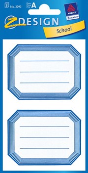 Z-Design 3093, School - Buchetikett aus Papier Motiv Rahmen blau, 3 Bögen
