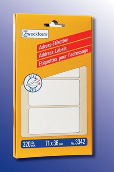 Avery Zweckform 3342, Adress-Etiketten für Schreibmaschine 71x36 mm, 320 Etiketten, zickzackgefaltet
