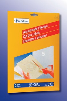 Avery Zweckform 3352, Adress-Etiketten für Schreibmaschine 210x297 mm, 20 Etiketten, auf Bogen