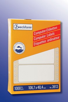 Avery Zweckform 3613, Endlos-Computeretiketten 106,7x48,4 mm, 1000 Etiketten, 1-bahnig