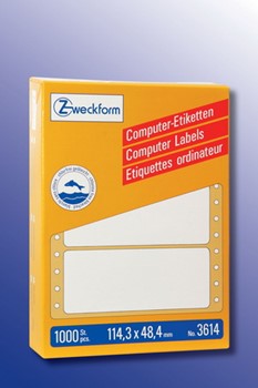 Avery Zweckform 3614, Endlos-Computeretiketten 114,3x48,4 mm, 1000 Etiketten, 1-bahnig