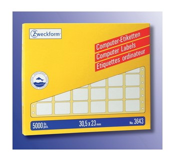 Avery Zweckform 3643, Endlos-Computeretiketten 30,5x23 mm, 5000 Etiketten, 6-bahnig