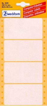 Avery Zweckform 3646, Endlos-Computeretiketten 88,9x48,8 mm, 200 Etiketten, 1-bahnig