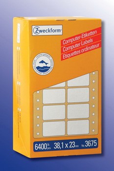Avery Zweckform 3675, Endlos-Computeretiketten 38,1x23 mm, 6400 Etiketten, 2-bahnig
