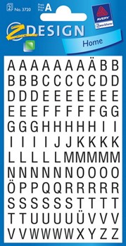 Z-Design 3720, Home - Buchstabenetiketten, schwarz auf weiß, Folie Schrift Helvetica 26pt (Zeichenhöhe 6,5mm), 2 Bögen