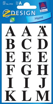 Z-Design 3723, Home - Buchstabenetiketten, Folie, schwarz, Schrift Times Bold 62pt (Zeichenhöhe 15,5mm), 2 Bögen