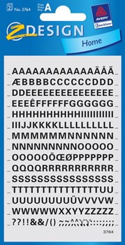 Z-Design 3764, Home - Buchstaben abreibbar, schwarz, Schrift Univers Bold 16pt (Zeichenhöhe 4mm), 2 Bögen