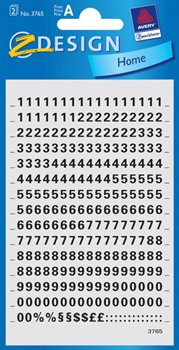 Z-Design 3765, Home - Zahlen abreibbar, schwarz, Schrift Univers Bold 16pt (Zeichenhöhe 4mm), 2 Bögen