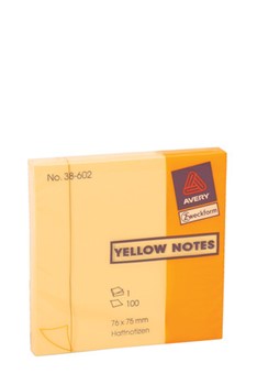 Avery Zweckform 38-602, Haftnotizblock, gelb, 76x75mm, Yellow Notes, 100 Blatt