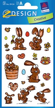 Z-Design 39124, Season - Ostern Papier Sticker, Motiv schokoladige Ostern, 3 Bogen