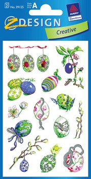 Z-Design 39125, Season - Ostern Papier Sticker, Motiv Porzellan-Eier, geprägt, 2 Bogen