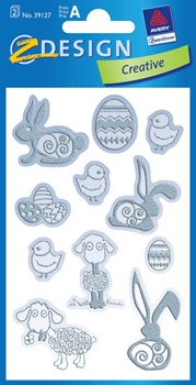 Z-Design 39127, Season - Ostern Papier Sticker, Motiv silber Schnörkel, 2 Bogen
