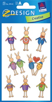 Z-Design 39141, Ostern - Papier Sticker, Hasen klassisch, 3 Bogen