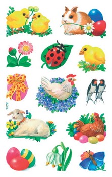 Z-Design 39307, Creative - Ostersticker aus Papier mit Glimmerstaub, verschiedene Ostermotive, 2 Bögen