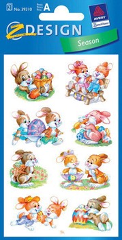 Z-Design 39310, Creative - Papier Sticker, Motiv Hasenmädel+Junge, beglimmert, 2 Bogen