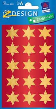 Z-Design 4002, Christmas - Weihnachtssticker Folie Motiv Sterne gold, 3 Bögen