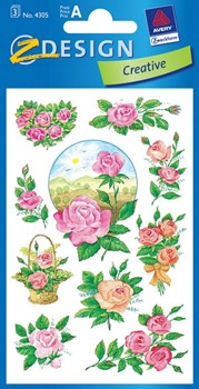 Z-Design 4305, Creative - Sticker aus bunt bedrucktem Papier Motiv Rosen, 3 Bögen