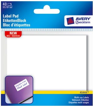 Avery Zweckform 45444, Etiketten-Block, Label Pad, Vielzweck-Etiketten, 101 x 50 mm, weiß, 40 Etiketten