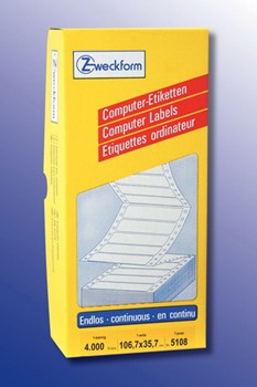 Avery Zweckform 5108, Endlos-Computeretiketten 106,7x35,7 mm, 4000 Etiketten, 1-bahnig