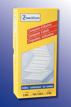 Avery Zweckform 5109, Endlos-Computeretiketten 106,7x48,4 mm, 3000 Etiketten, 1-bahnig