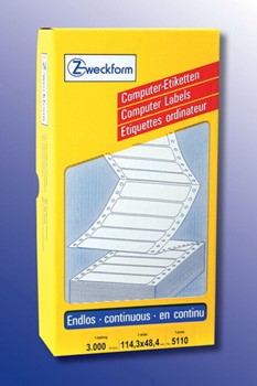 Avery Zweckform 5110, Endlos-Computeretiketten 114,3x48,4 mm, 3000 Etiketten, 1-bahnig