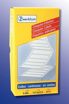 Avery Zweckform 5111, Endlos-Computeretiketten 127x23 mm, 6000 Etiketten, 1-bahnig