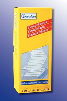 Avery Zweckform 5124, Endlos-Computeretiketten 88,9x35,7 mm, 4000 Etiketten, 1-bahnig, gelb