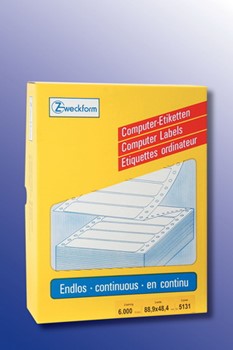 Avery Zweckform 5131, Endlos-Computeretiketten 88,9x48,8 mm, 6000 Etiketten, 2-bahnig