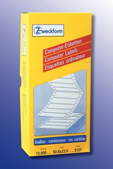 Avery Zweckform 5137, Endlos-Computeretiketten 50,8x23 mm, 12000 Etiketten, 2-bahnig