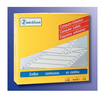 Avery Zweckform 5142, Endlos-Computeretiketten 88,9x35,7 mm, 12000 Etiketten, 3-bahnig