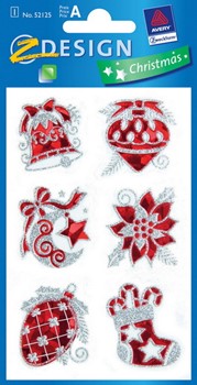 Z-Design 52125, Christmas - Weihnachtssticker aus transparenter Folie mit Glimmerstaub, Weihnachtsmotive, 1 Bogen