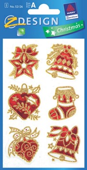 Z-Design 52126, Christmas - Weihnachtssticker aus transparenter Folie mit Glimmerstaub, Weihnachtsmotive, 1 Bogen
