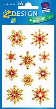Z-Design 52130, Christmas - Weihnachtssticker aus transparenter Folie mit Glimmerstaub Motiv Sterne, 1 Bogen