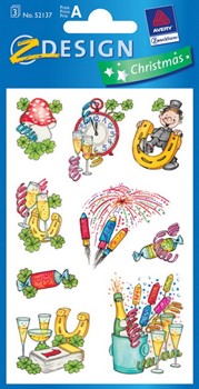 Z-Design 52137, Christmas - Sticker aus bunt bedrucktem Papier Motiv Silvester, 3 Bögen
