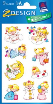 Z-Design 52139, Christmas - Weihnachtliche Sticker aus bedrucktem Papier Motiv Engel, 3 Bögen
